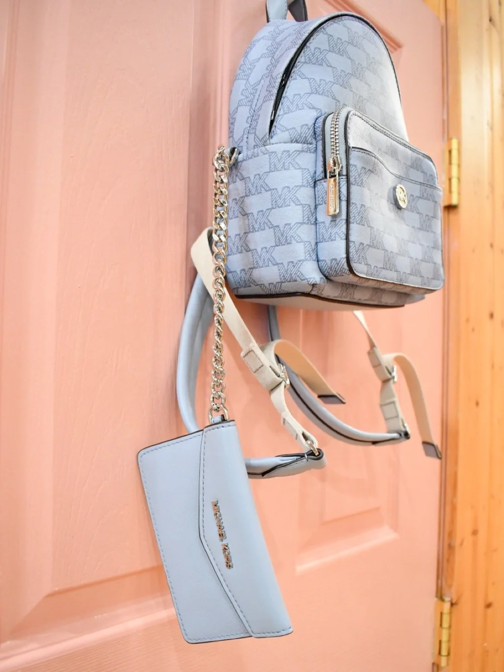 MICHAEL KORS Powder Blue Logo Signature 2-in-1 Extra Small Mini Backpack